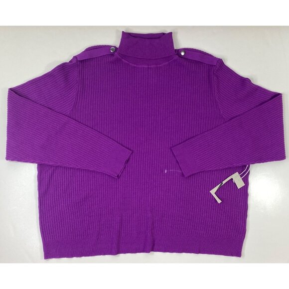 Worthington Womens Ribbed Purple Turtle Neck Knit Lightweight Sweater Size 3X - Picture 1 of 4